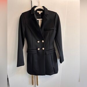 Double Breasted Gold Button Blazer Dress for Women Sexy Long Blazers Jackets